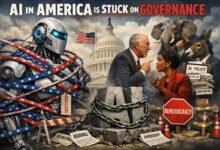 Artificial intelligence system with complex network representing fragmented governance and regulation