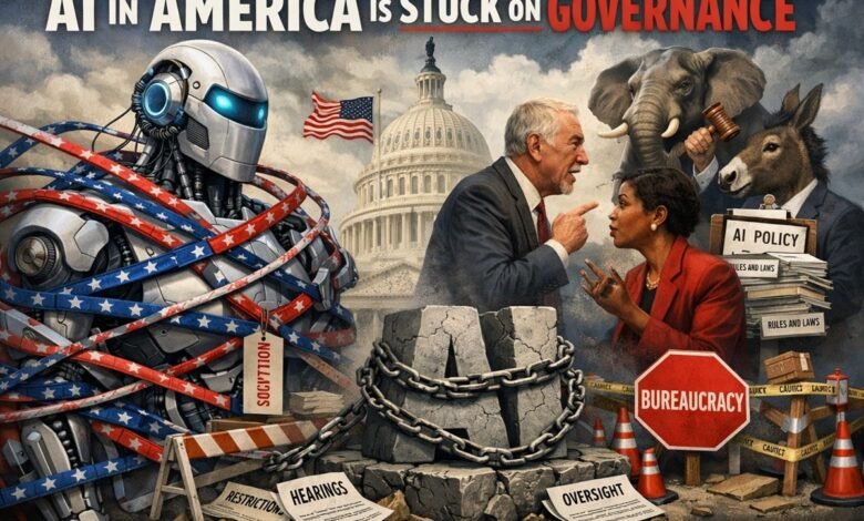 Artificial intelligence system with complex network representing fragmented governance and regulation